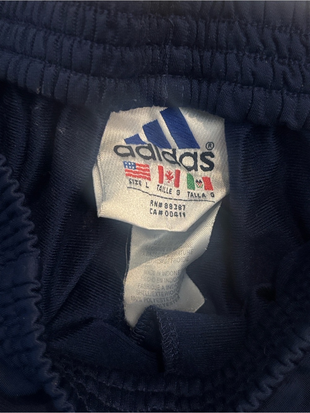 Vintage Adidas Tearaway Track Pants Men’s L Navy Snap Side 90s Y2K - Picture 2 of 4